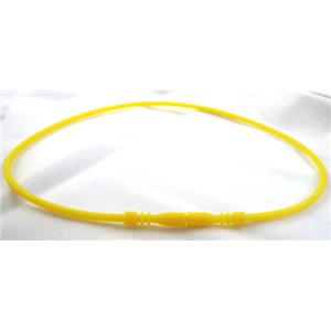 Jewelry making necklace cord, rubber, yellow, 3mm dia,18 inch length [WIREPL35C03]