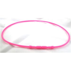 Jewelry making necklace cord, rubber, hot-pink, 3mm dia,18 inch length [WIREPL35C05]