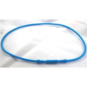 Jewelry making necklace cord, rubber, blue, 3mm dia,18 inch length [WIREPL35C07]
