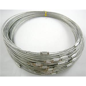 Tiger Tail Necklace with a Screwed Copper Clasp, 14cm dia, wire:1.0mm,clasp:4.5mm dia, 13mm length [WIRETN02]