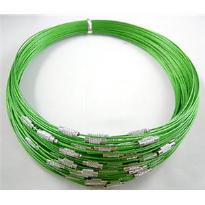 Green Tiger Tail Necklace with a Screwed Copper Clasp, 14cm dia, wire:1.0mm,clasp:4.5mm dia, 13mm length [WIRETN05]