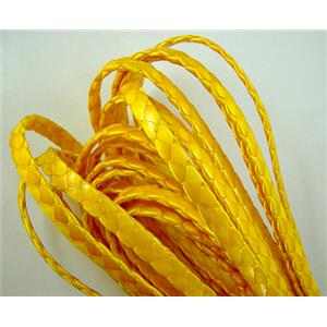 Braided Flat Waxed Cord, Yellow, Grade-A, 10mm wide [WIREWAX205C1]