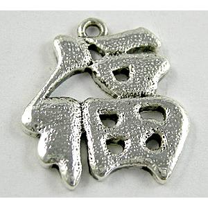Tibetan Silver Chinese Blessing  pendant, 20x22mm [YJ11101]