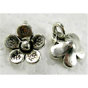 Tibetan Silver Flower Pendant, 10mm dia [YJ11462]