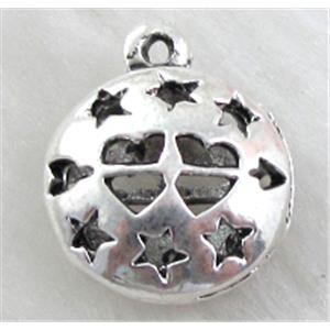 Tibetan Silver Charms Pendant, 16mm dia,8mm thick [YJ13728]