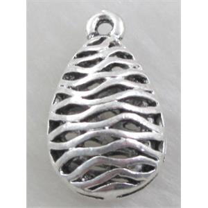 Tibetan Silver Charms Pendant, 13x21mm, 9mm thin [YJ13762]