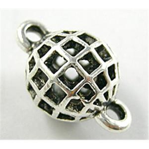 Tibetan Silver round ball, connection, 11mm dia, 18mm length [YJ13812]
