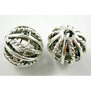 Tibetan Silver round ball, 11mm dia [YJ13823]