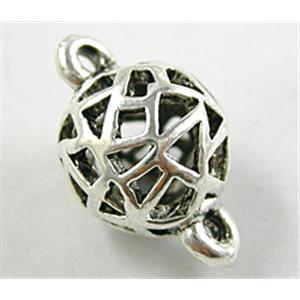 Tibetan Silver round ball, connection, 10mm dia, 18mm length [YJ13841]