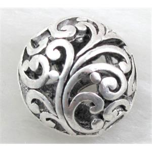 Tibetan Silver Charms spacer beads, 18mm dia, 14mm thin [YJ13861]