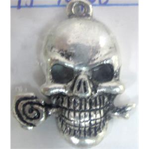 Skull Charm, Tibetan Silver pendants, 24x26.3mm [YJ13924]