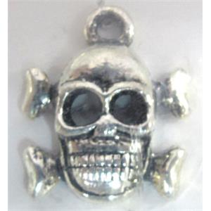 Skull Charm, Tibetan Silver pendants, 17x17mm [YJ14203]