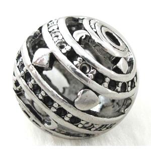 Tibetan Silver Charms Round bead, approx 25mm dia [YJ18309]
