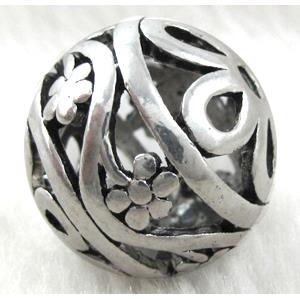 Tibetan Silver Charms Round bead, approx 25mm dia [YJ18327]