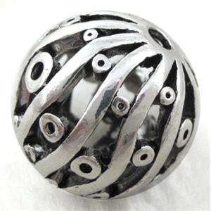 Tibetan Silver Charms Round bead, approx 25mm dia [YJ18330]