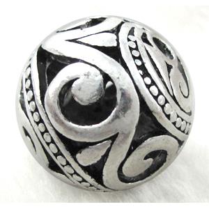 Tibetan Silver Charms Round Bead, approx 25mm dia [AD18432]
