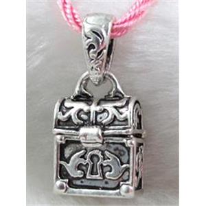Tibetan Silver box Charms pendant, 13x14x21mm [YJ20860]