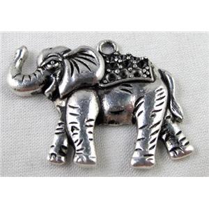 Tibetan Silver elephant pendant, 32x40mm [YJ29615]