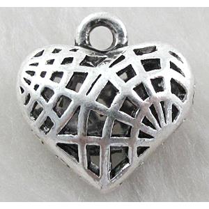 Tibetan Silver Charms heart pendant, 20mm wide [YJ29793]