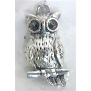 Tibetan Silver owl pendants, 24x12mm [YJ38346]