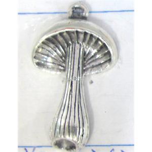 Tibetan Style Zinc Mushroom Pendant Antique Silver, 35x20mm [YJ42362]