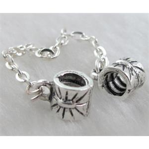Bracelet Stopper Safety Chain, screw, Tibetan Silver connector, 7.5mm dia, hole:4.5mm, chain:6.5cm [YJ42909-LW]