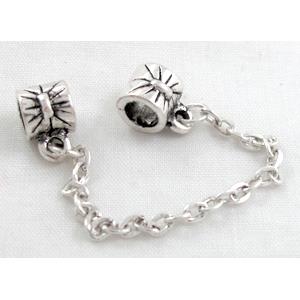 bracelets safety chain, Tibetan silver connection, 7.5mm dia, hole:4.5mm, chain:6.5cm [YJ42909]