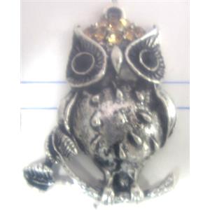 Tibetan Silver owl pendant, 37x26mm [YJ44171]