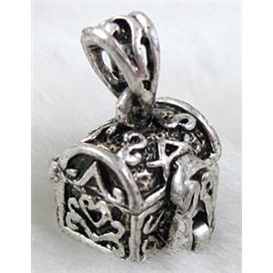 Tibetan Silver box Charms pendant, 12x10x10mm [YJ4955]