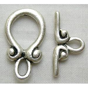 Tibetan Silver Toggle Clasps, ring:11x20mm, bar:17mm length [YJ6057]