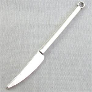 Dessert Knife, Tibetan Silver pendants, Non-Nickel, zinc alloy, 5x65mm [ZN12238]