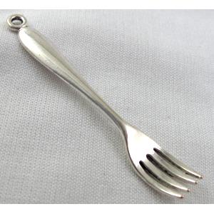 Tibetan Silver fork pendant, Lead free and nickel Free, 55x9mm [ZN12240FF]