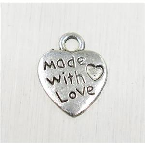 Tibetan Silver heart pendant Non-Nickel, 10mm wide [ZN1240]