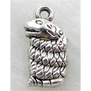 Tibetan Silver snake pendants, Lead free and nickel Free, 9x16mm [ZN14464FF]