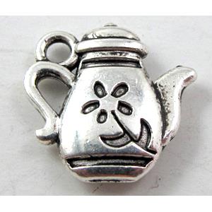 Tibetan Silver teapot pendant, Lead free and nickel Free, 13x13mm [ZN29150FF]