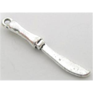 Tibetan Silver charm pendant, Lead free and nickel Free, knife, 25mm length [ZN3197FF]