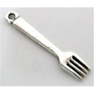 fork, Tibetan Silver Spoon Charm Non-Nickel, 25mm length [ZN3198]