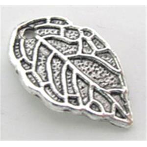 Tibetan Silver leaf pendant, lead free and nickel free, 17x10mm [ZN3281FF]