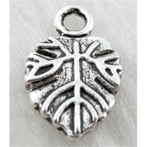 Tibetan Silver leaf pendant, lead free and nickel free, 11x18mm [ZN3911FF]