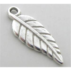 tibetan silver leaf pendants, non-nickel, 19mm length [ZN3919]