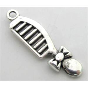 comb charm, tibetan silver pendant, non-nickel, 27mm length [ZN44886]