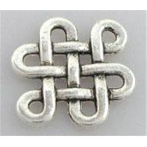 Chinese Knotting connector, tibetan silver non-nickel, Zinc alloy, 12.5x12.5mm [ZN48725]