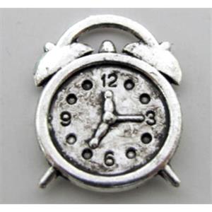 Clock charm, tibetan silver pendants, non-nickel, 13.5mm dia, 18mm high [ZN48741]