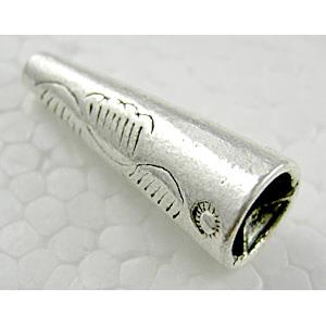 Tibetan Silver trumpet Tube Space beads Non-Nickel, 4-9mm dia, 23mm length [ZN5000-YJ2332]