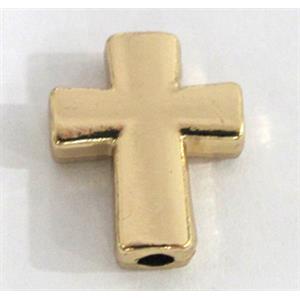 Tibetan silver cross beads, Non-nickel, gold plated, approx 13x16mm [ZN60871]
