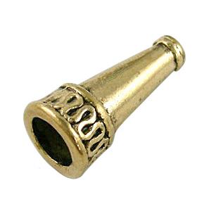 Antique Gold Tibetan Silver trumpet Tube Space beads Non-Nickel, 10mm dia, 22mm length [ZN6516GP]