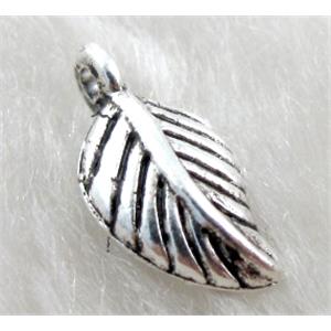 Tibetan Silver leaf pendant, lead free and nickel free, 7.5x15mm [ZN7729FF]