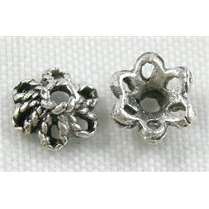 bead caps, tibetan silver, non-nickel, 6mm dia [ZN892]