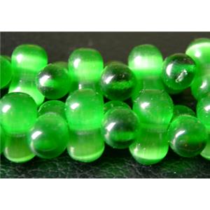 Cats eye beads, peanut, green, 6x12mm, 78beads per st. [CATE-PNT-2-6X12]
