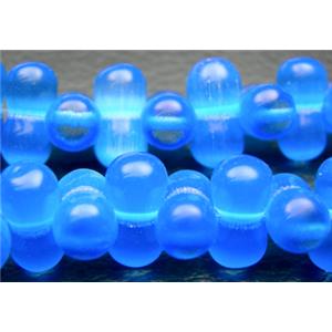 Cats eye beads, peanut, sky blue, 6x12mm, 78beads per st. [CATE-PNT-25-6X12]